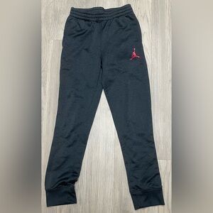 Air Jordan Kids Dark Gray Sweatpants with Red Logo